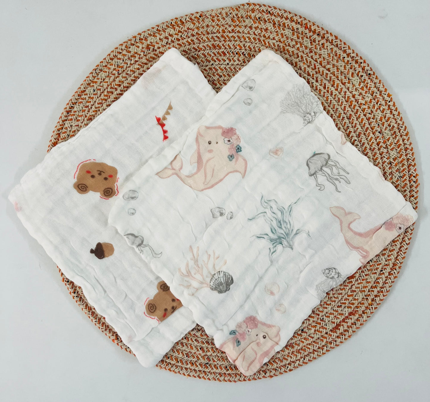 Six-Layer Muslin Washcloths – Pack of 2 (25 x 25 cm)